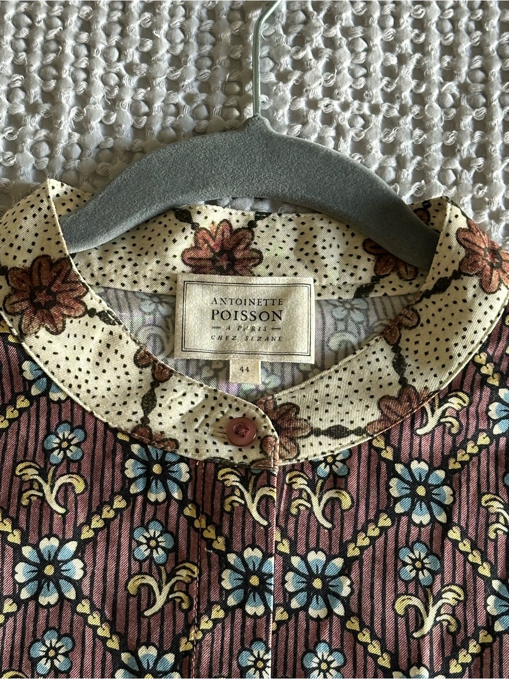 Sézane x Antoinette Poisson Dress Madder Red Heart Print Silk Blend Size 12 - Picture 10 of 14